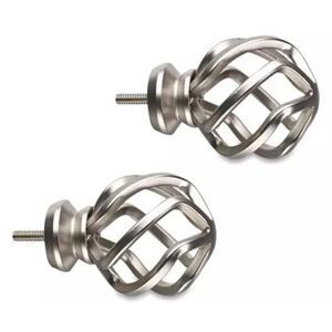 Cambria Premier Birdcage Finials ‎ ~ Brushed Nickel New!